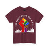NerdyKeppie "The First Pride Was A Riot" Cotton More Color More Pride Tee Shirt. A unisex cotton tee shirt with a "The First Pride Was A Riot" design on it in Philly Pride colors. This More Color More Pride pride tee shirt has a classic fit.