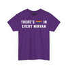 NerdyKeppie "There's One In Every Minyan" Cotton Rainbow Gay Pride Tee Shirt. A unisex cotton tee shirt with a "There's One In Every Minyan" design on it in rainbow pride colors. This gay pride tee shirt has a classic fit.