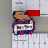 NerdyKeppie Capybara Enamel Bi Pride Pronoun Pins. Our enamel pin features an adorable capybara, a paper scroll with six different pronoun choices, and flowers in bisexual pride colors. This pride pin ships from Portland, Oregon.