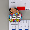 NerdyKeppie Capybara Enamel Pan Pride Pronoun Pins. Our enamel pin features an adorable capybara, a paper scroll with six different pronoun choices, and flowers in pansexual pride colors. This pride pin ships from Portland, Oregon.