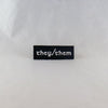 NerdyKeppie's They/Them Celtic Font Embroidered Pronoun Patch are stitched on sturdy rectangular duck cloth and backed with vinyl fuse.