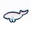 NerdyKeppie's Trans Dugong Embroidered Pride Patch are shaped like their namesake and stitched on black duck cloth!