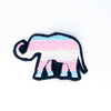 NerdyKeppie's Trans Elephant Embroidered Pride Patch are shaped like their namesake and stitched on black duck cloth!