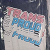 NerdyKeppie Trans & Proud Transgender Pride Sticker. A 4" indoor/outdoor sticker reading TRANS & PROUD. A great Pride or coming out gift! Cover The World In Stickers - buy more & get more discounts. 