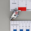 NerdyKeppie Proud to the Bone Parasauralophus Skull Pride Enamel Pins. A Parasauralophus skull pride enamel pin for our Proud to the Bone project. This prehistoric pin is wearing an adorable crown of flowers!