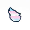NerdyKeppie's Trans Wolf Embroidered Pride Patch are shaped like their namesake and stitched on black duck cloth!