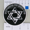 NerdyKeppie "We Will Outlive Them" Monochrome & Rainbow Gay Pride Judaica Stickers. A NerdyKeppie matte sticker reading "We Will Outlive Them" in Yiddish, above a Star of David in your choice of rainbow gradient or plain white. This Judaica sticker ships from Portland, Oregon.