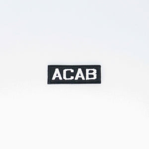NerdyKeppie's White "ACAB" Embroidered Patch are stitched on sturdy rectangular duck cloth and backed with vinyl fuse.