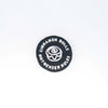 NerdyKeppie's White BONEYARD "Cinnamon Rolls, Not Gender Roles" Embroidered Patch are stitched on black duck cloth and backed by sturdy vinyl fuse.