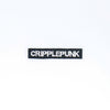 NerdyKeppie's White BONEYARD "Cripplepunk" Embroidered Disability Pride Patch are stitched on sturdy rectangular duck cloth and backed with vinyl fuse.