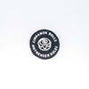 NerdyKeppie's White "Cinnamon Rolls, Not Gender Roles" Embroidered Patch are stitched on black duck cloth and backed by sturdy vinyl fuse.
