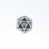 NerdyKeppie's White D20 Embroidered Patch are stitched on black duck cloth and backed by sturdy vinyl fuse.