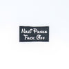 NerdyKeppie's White "Nazi Punks Fuck Off" Embroidered Patch are stitched on sturdy rectangular duck cloth and backed with vinyl fuse.