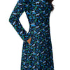 A person wearing a NerdyKeppie Wolf Pack Gay Men's Pride Long Sleeve Midi Dress With Pockets. 
