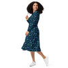A person wearing a NerdyKeppie Wolf Pack Gay Men's Pride Long Sleeve Midi Dress With Pockets. 