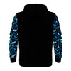 NerdyKeppie Wolf Pack Lightweight Gay Men's Pride Zip Up Hoodie. A black hooded pride flag sweatshirt with zipper and two front pockets. This Gay Men's pride hoodie has a wolf pack design on its sleeves and inside its hood!.