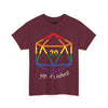 NerdyKeppie "Yep, It's Natural" d20 Cotton Rainbow Gay Pride Tee Shirt. A unisex cotton tee shirt with a "Yep, It's Natural" design on it in rainbow pride colors. This gay pride tee shirt has a classic fit.