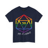 NerdyKeppie "Yep, It's Natural" d20 Cotton Rainbow Gay Pride Tee Shirt. A unisex cotton tee shirt with a "Yep, It's Natural" design on it in rainbow pride colors. This gay pride tee shirt has a classic fit.