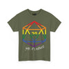 NerdyKeppie "Yep, It's Natural" d20 Cotton Rainbow Gay Pride Tee Shirt. A unisex cotton tee shirt with a "Yep, It's Natural" design on it in rainbow pride colors. This gay pride tee shirt has a classic fit.