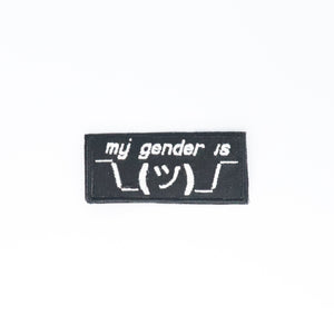 NerdyKeppie's ¯\_(ツ)_/¯ ASCII Shrug Emoji Embroidered Patch are stitched on sturdy rectangular duck cloth and backed with vinyl fuse.