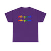NerdyKeppie "oh gosh. oh geez." Cotton Midwest Rainbow Gay Pride Tee Shirt. A unisex cotton tee shirt with an "oh gosh. oh geez." design on it in rainbow pride colors. This gay pride tee shirt has a classic fit.