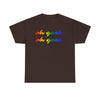 NerdyKeppie "oh gosh. oh geez." Cotton Midwest Rainbow Gay Pride Tee Shirt. A unisex cotton tee shirt with an "oh gosh. oh geez." design on it in rainbow pride colors. This gay pride tee shirt has a classic fit.