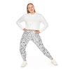 A person wearing a NerdyKeppie Animal Skeletons On White Plus Size Leggings. 