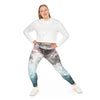 A person wearing a NerdyKeppie Galaxy Trans Pride Plus Size Leggings. 