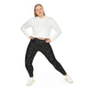 A person wearing a NerdyKeppie "Join Or Die" Multi-Flag LGBTQIA+ Pride Plus Size Leggings. LGBTQIA+ Multi-flag pride plus-size leggings with a [PATTERN] pattern on it, available from 2XL to 6XL.
