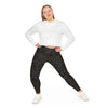 A person wearing a NerdyKeppie Source Code Non-Binary Pride Plus Size Leggings. 