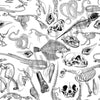 A person wearing a NerdyKeppie Animal Skeletons On White Plus Size Leggings. 
