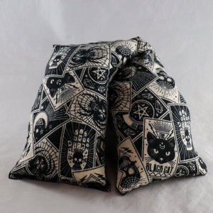 A NerdyKeppie Creepy Tarot Cotton Flannel Heat & Cold Pack. 