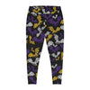 A person wearing a NerdyKeppie Engraved Bats Non-Binary Pride Plus Size Leggings. 
