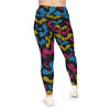 A person wearing a NerdyKeppie Engraved Bats Pan Pride Plus Size Leggings. 