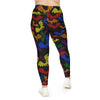 A person wearing a NerdyKeppie Engraved Bats Rainbow Gay Pride Plus Size Leggings. 