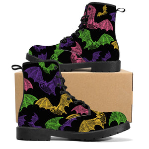NerdyKeppie Engraved Bats Synthetic Leather Inclusive Lesbian Pride Boots. 