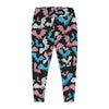 A person wearing a NerdyKeppie Engraved Bats Trans Pride Plus Size Leggings. 