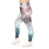 A person wearing a NerdyKeppie Galaxy Trans Pride Plus Size Leggings. 
