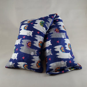 A NerdyKeppie Llamas Flannel Heat & Cold Packs. 