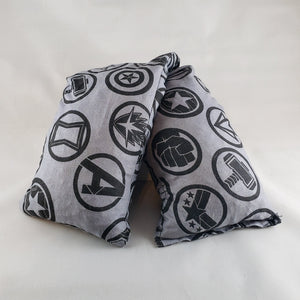 A NerdyKeppie Marvel Avengers Sigils Cotton Heat & Cold Pack. 