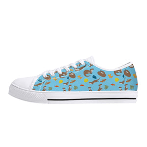 NerdyKeppie Sweet Otters Canvas Low Top Sneakers. 