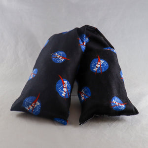 A NerdyKeppie NASA Logo Flannel Heat & Cold Packs. 
