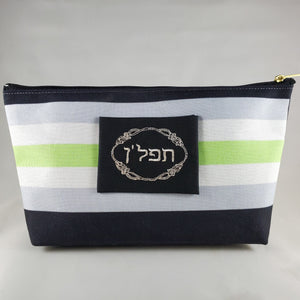 NerdyKeppie's Pride Flag Tefillin Bag are stitched on black duck cloth and backed by sturdy vinyl fuse.