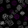 NerdyKeppie Scattered Dice Canvas Low Top Ace Pride Sneakers. A canvas low top sneaker with a scattered dice design on it in asexual pride colors. These low-top ace pride sneakers go up to US Men's 14!