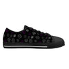 NerdyKeppie Scattered Dice Canvas Low Top Ace Pride Sneakers. A canvas low top sneaker with a scattered dice design on it in asexual pride colors. These low-top ace pride sneakers go up to US Men's 14!