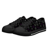 NerdyKeppie Scattered Dice Canvas Low Top Ace Pride Sneakers. A canvas low top sneaker with a scattered dice design on it in asexual pride colors. These low-top ace pride sneakers go up to US Men's 14!