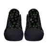 NerdyKeppie Scattered Dice Canvas Low Top Aro Pride Sneakers. A canvas low top sneaker with a scattered dice design on it in aromantic pride colors. These low top aro pride sneakers go up to US Men’s 14!