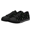 NerdyKeppie Scattered Dice Canvas Low Top Aro Pride Sneakers. A canvas low top sneaker with a scattered dice design on it in aromantic pride colors. These low top aro pride sneakers go up to US Men’s 14!