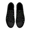 NerdyKeppie Scattered Dice Canvas Low Top Aro Pride Sneakers. A canvas low top sneaker with a scattered dice design on it in aromantic pride colors. These low top aro pride sneakers go up to US Men’s 14!