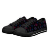 NerdyKeppie Scattered Dice Canvas Low Top Bi Pride Sneakers. A canvas low top sneaker with a scattered dice design on it in bisexual pride colors. These low top bi pride sneakers go up to US Men’s 14!